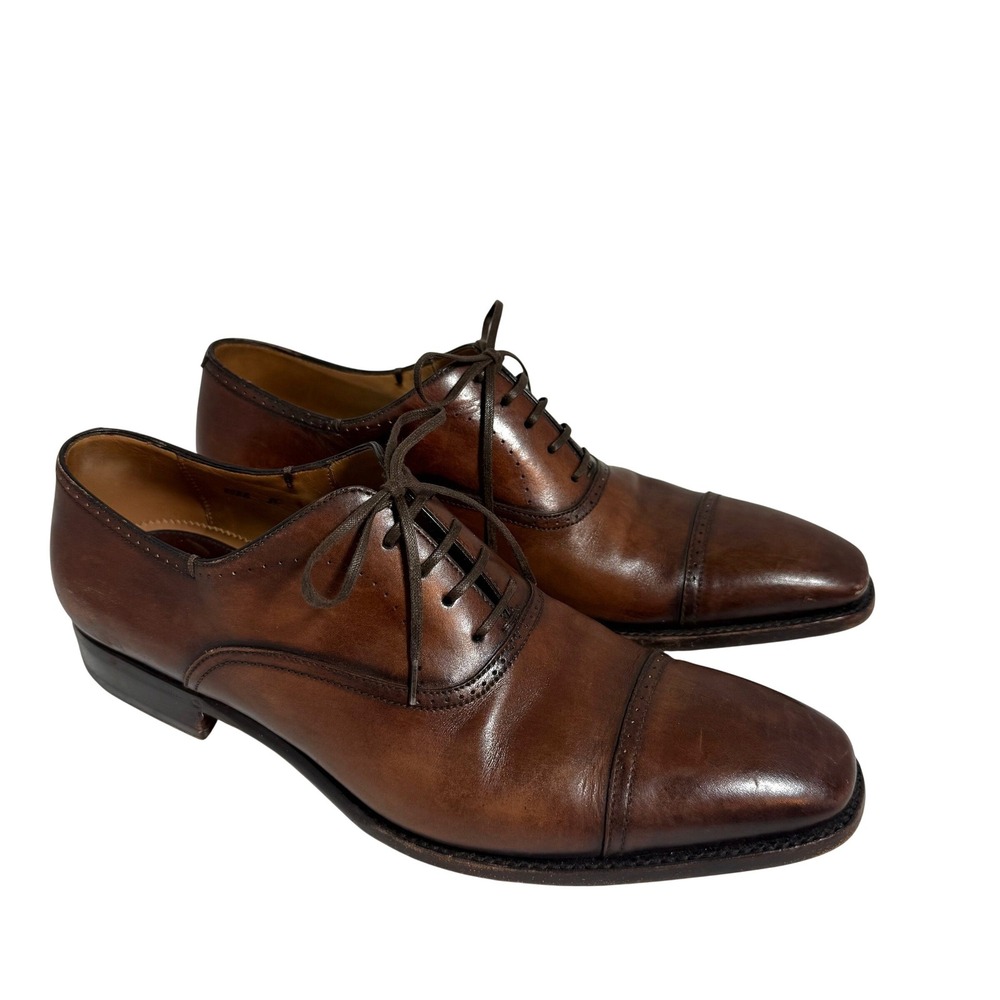Silvano Sassetti Cap Toe‎ Oxford Dress Shoes Brown Leather Italy Goodyear US 10